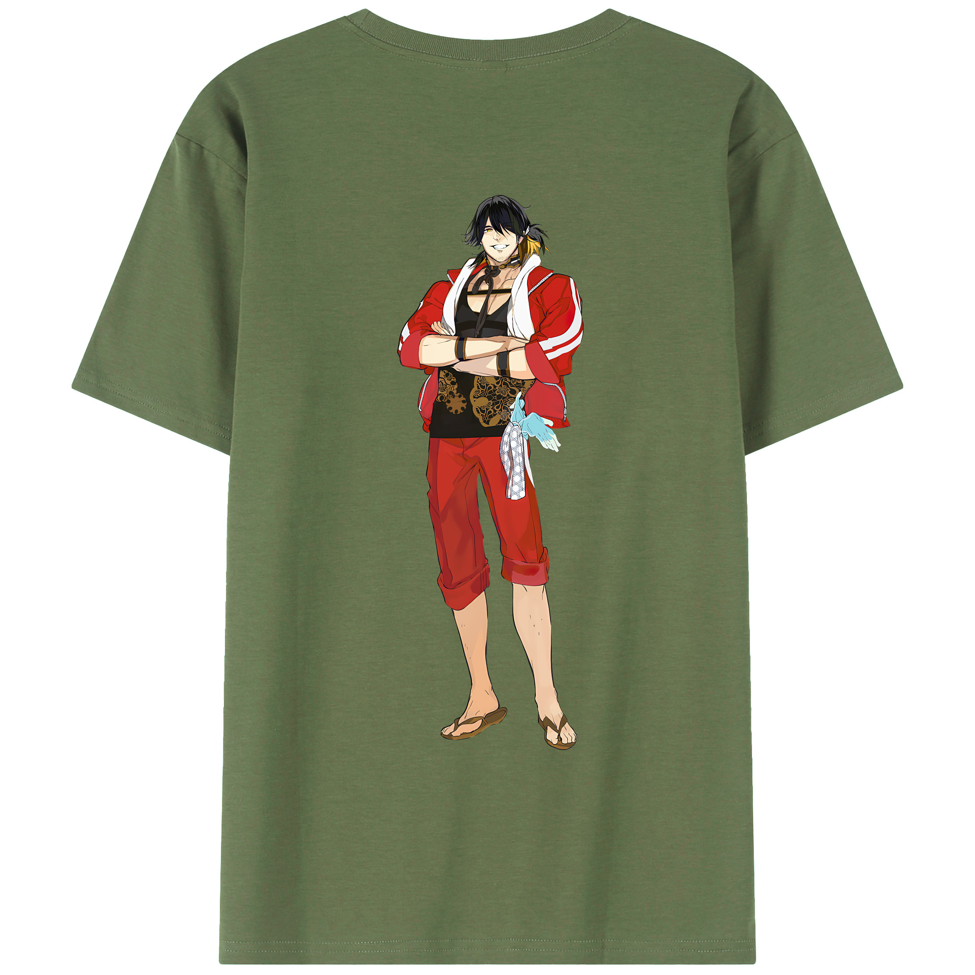 （画像用） 刀剣乱舞 Touken Ranbu 綿100％ メンズ半袖Tシャツ（バックプリント） 通気性